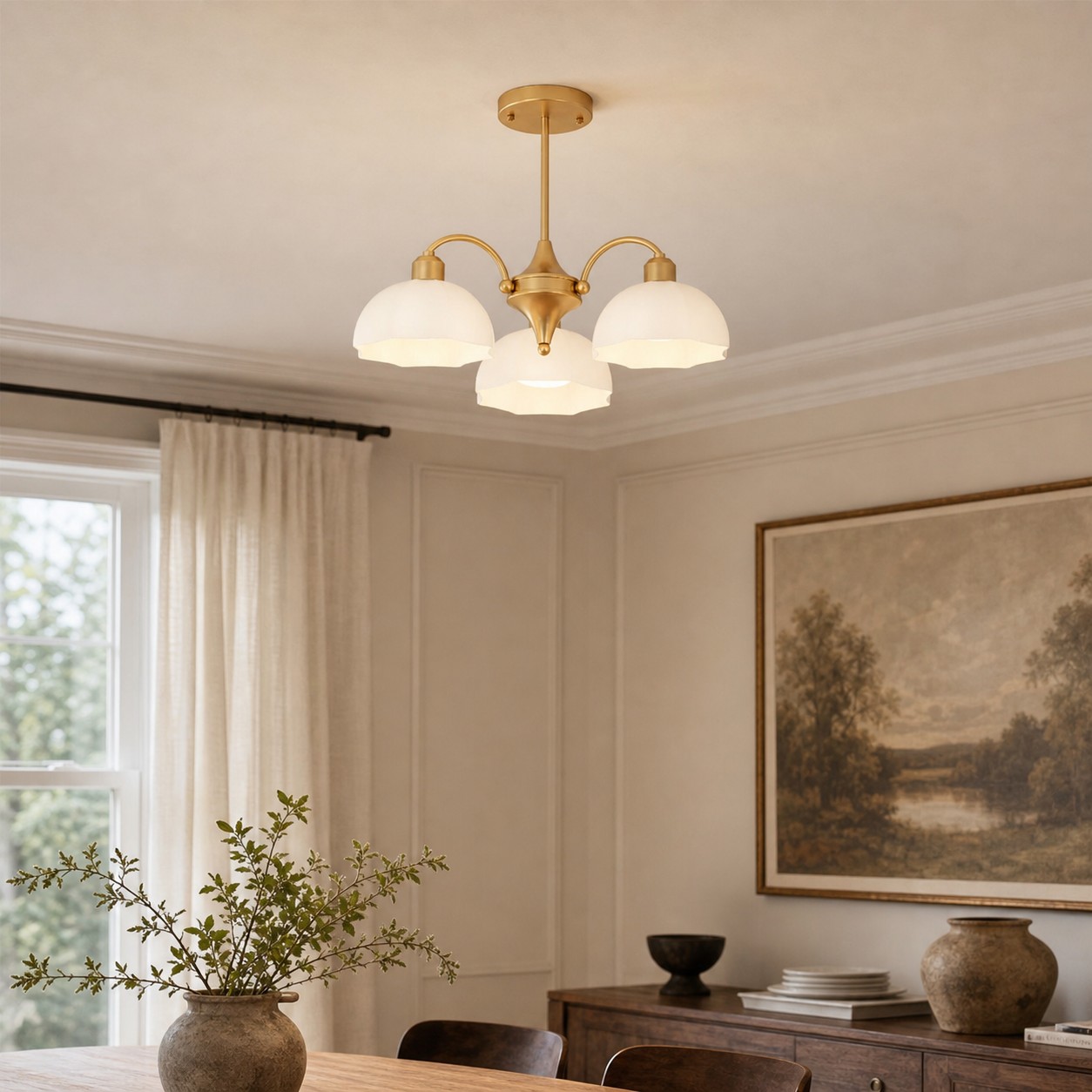 Lustre en verre opalin