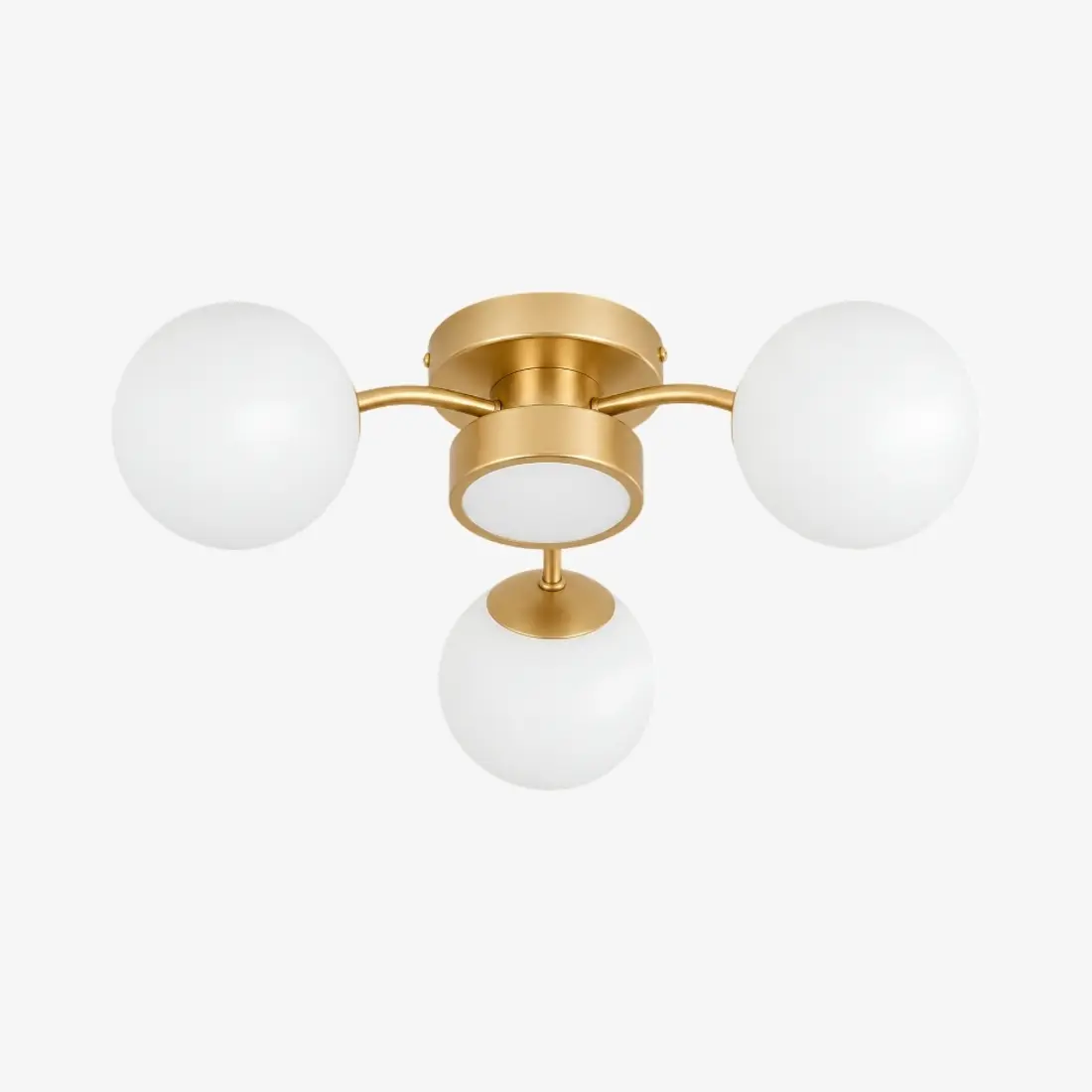 Plafonnier encastr&eacute; LED en laiton massif avec globe en verre et globe