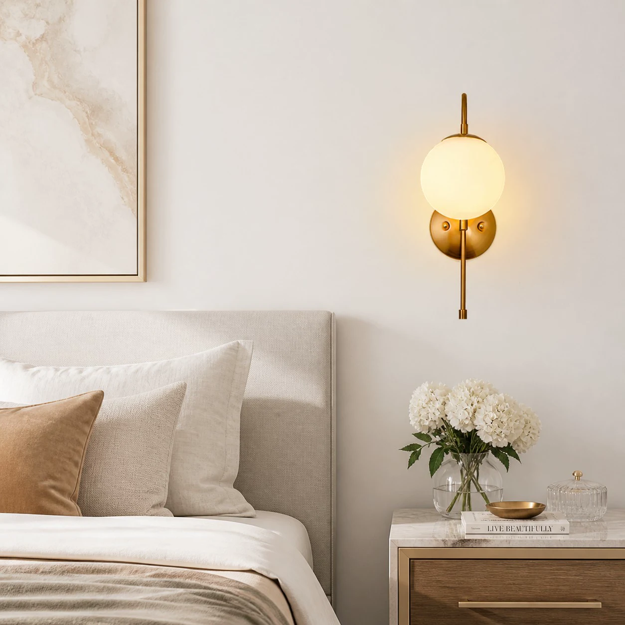 Luma Globe Wall Sconce &middot; Milk Glass &middot; Gold