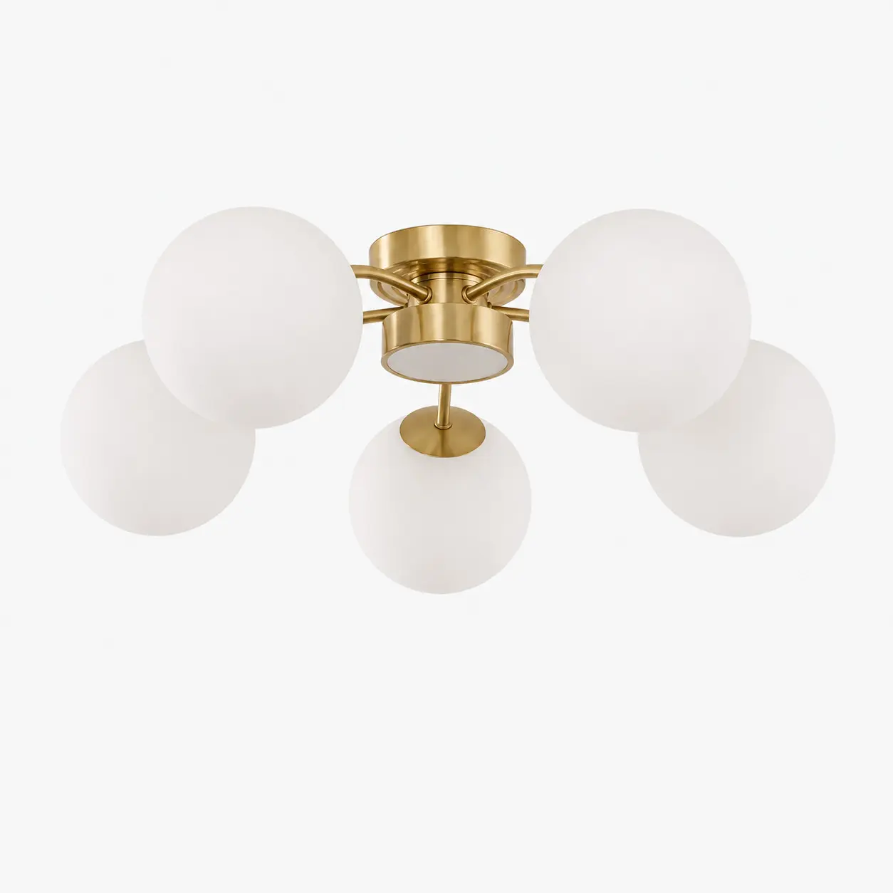 Plafonnier encastr&eacute; LED en laiton massif avec globe en verre et globe
