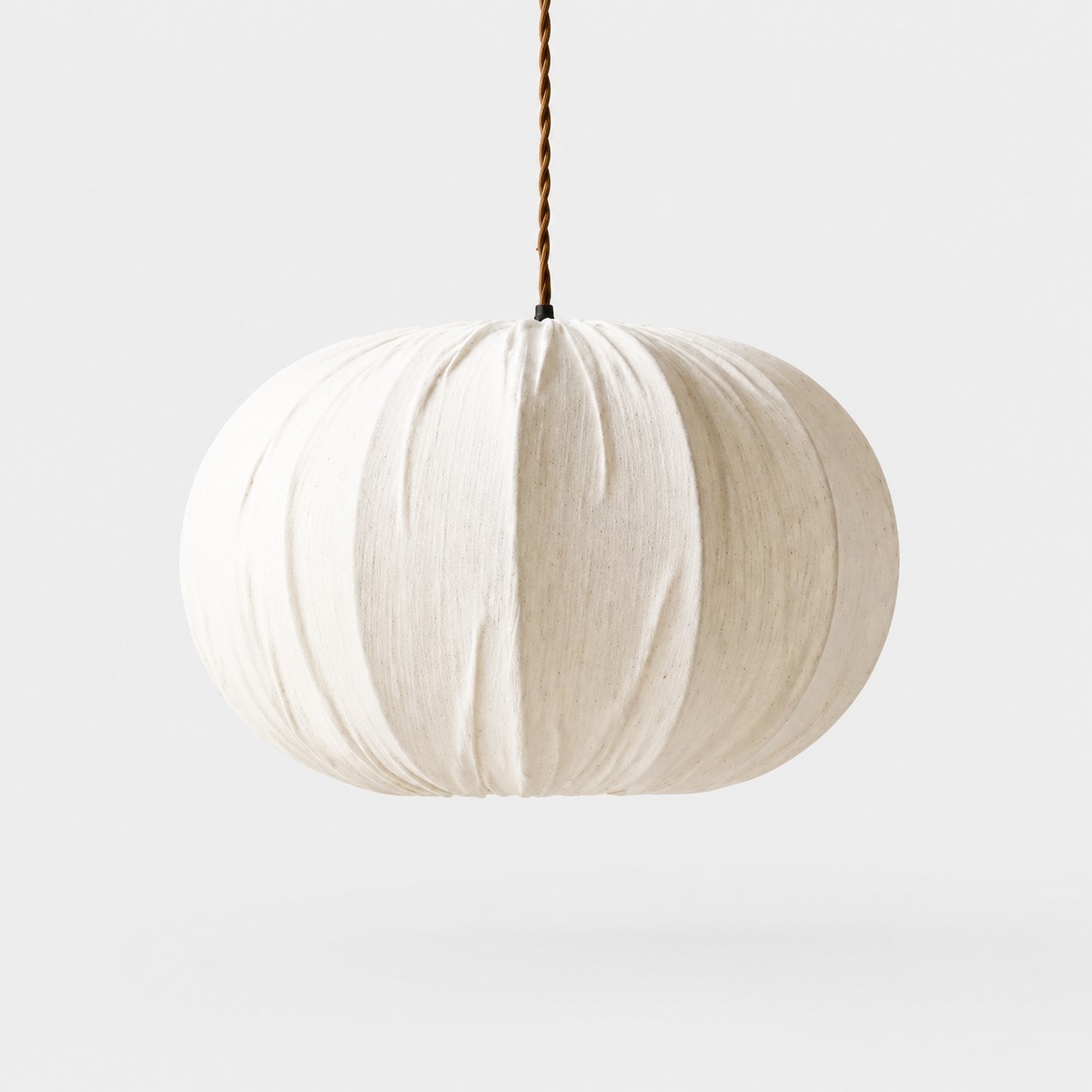 Suspension en tissu avec rosace en bois