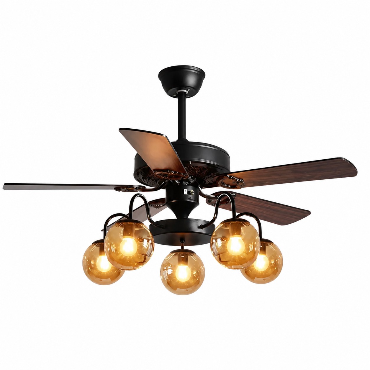 Ventilatore da soffitto rustico in legno con luce