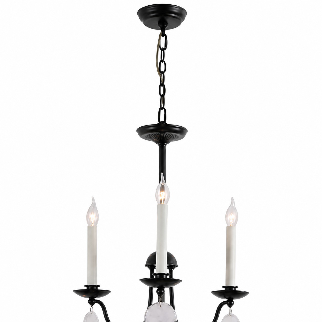 Multi-Layer Black Candle Staircase Chandelier