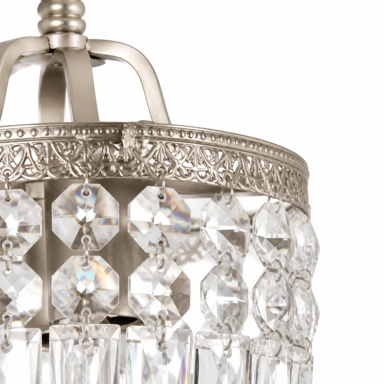 L&aacute;mpara colgante cil&iacute;ndrica de cristal facetado