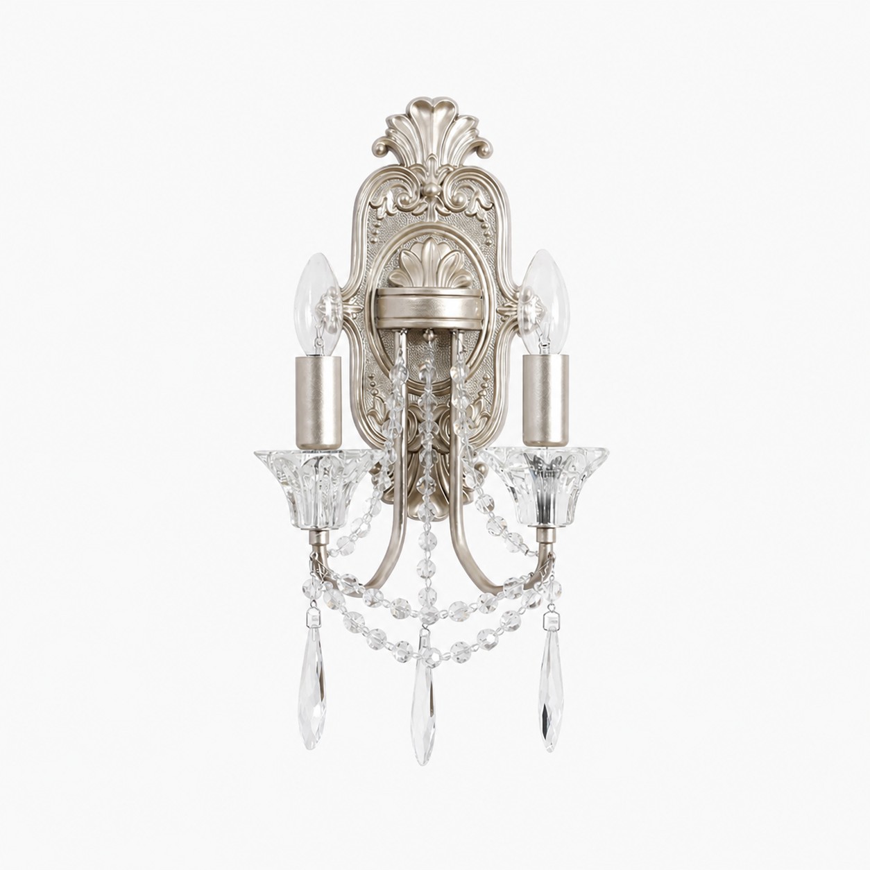 Double Crystal Candle Wall Sconce