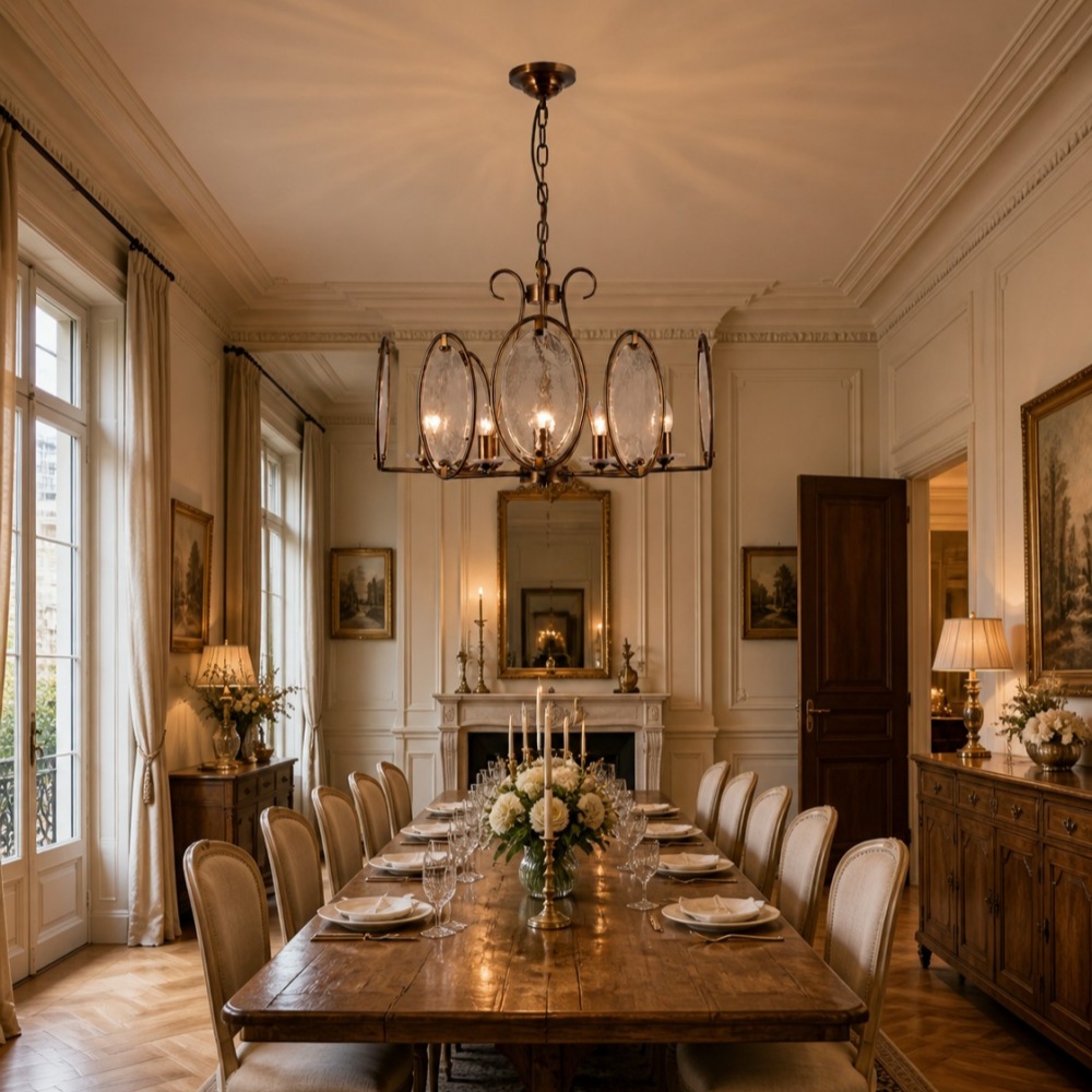 Oval Panel Textured Glass Chandelier