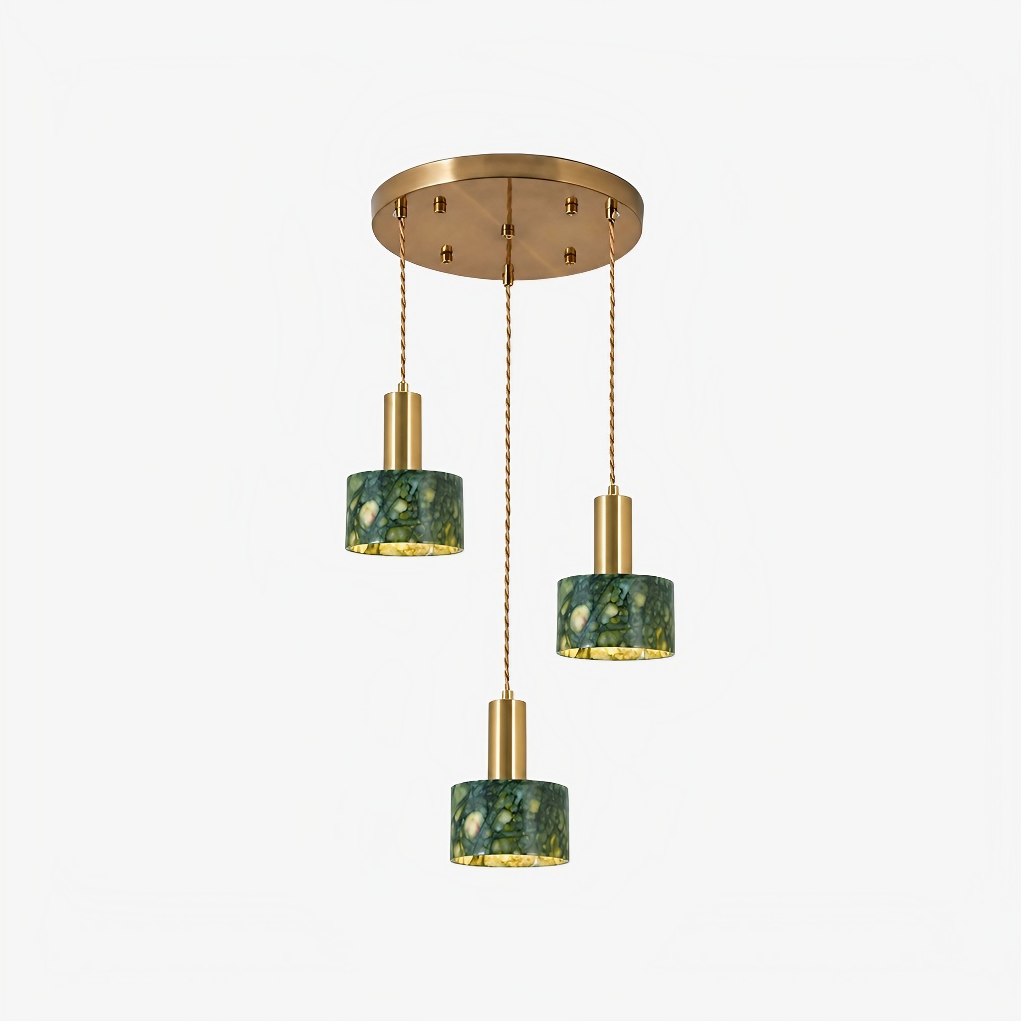 Green Jade 3-Light Cluster Pendant Light