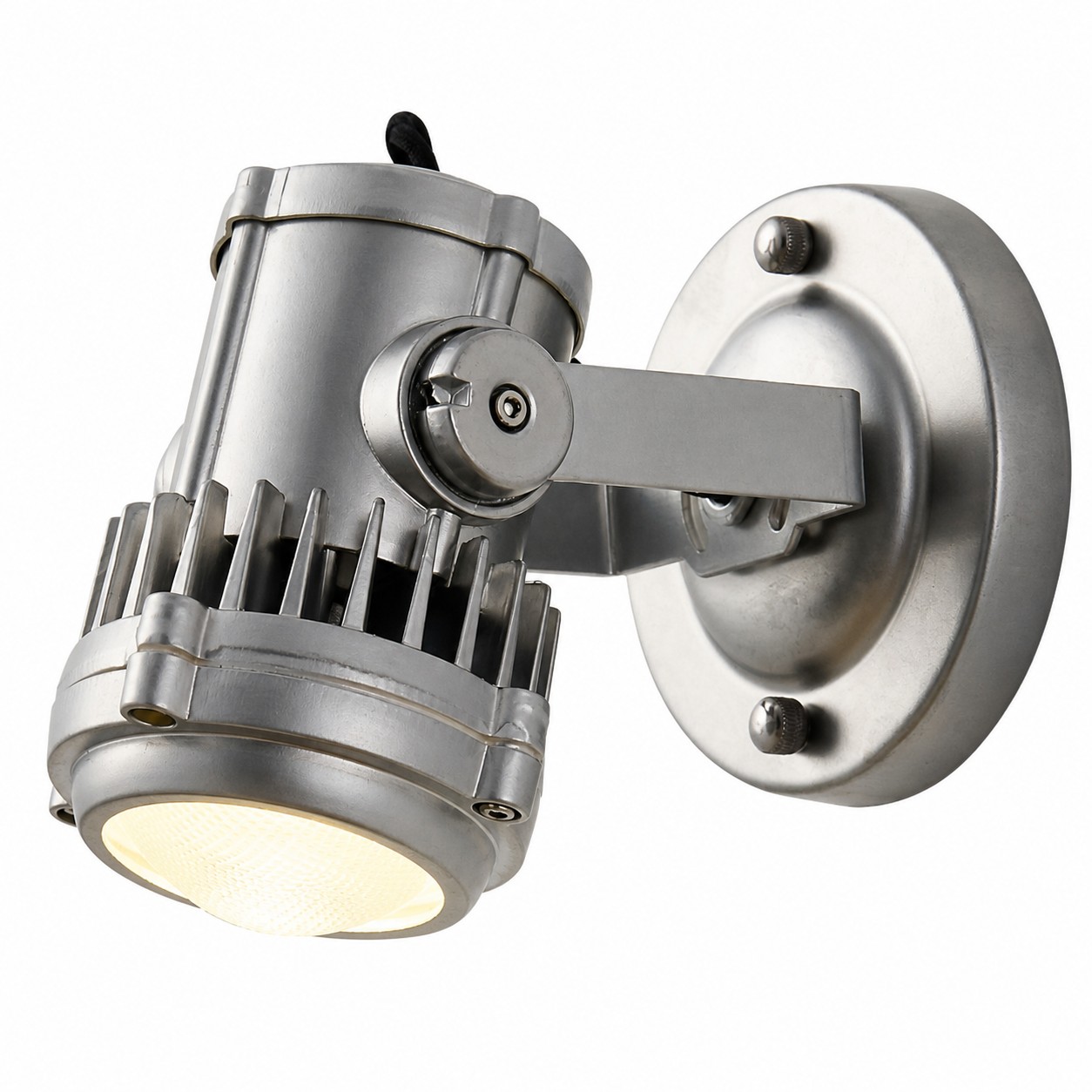 Brushed Silver Industrial Spotlight Wall Sconce