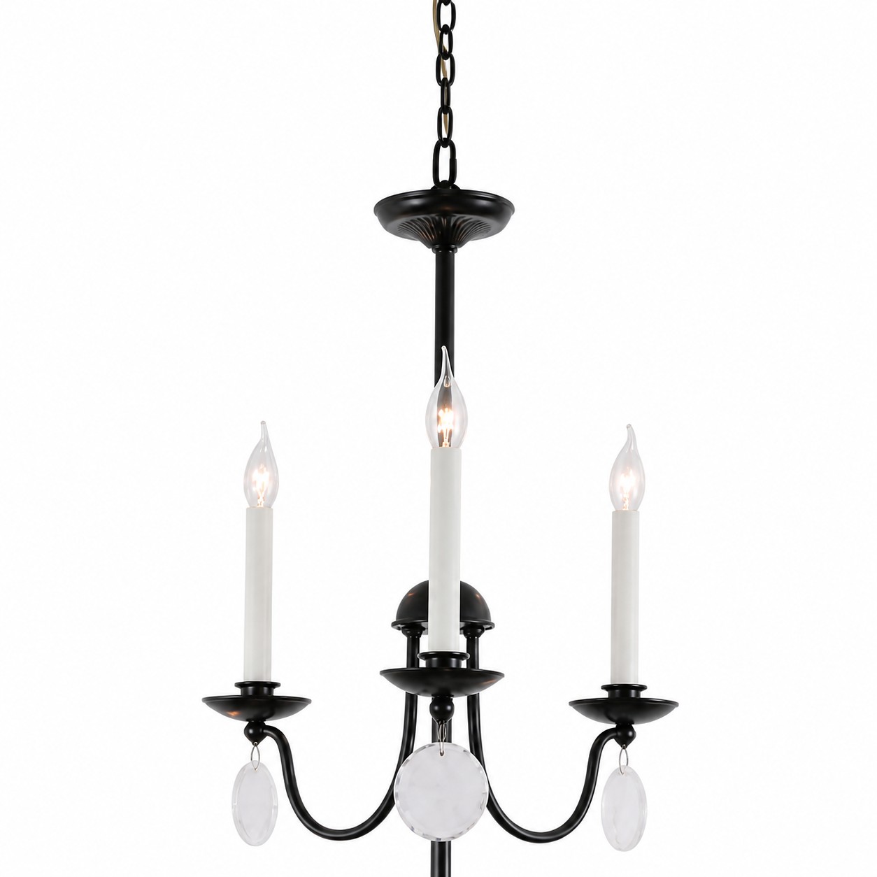 Multi-Layer Black Candle Staircase Chandelier