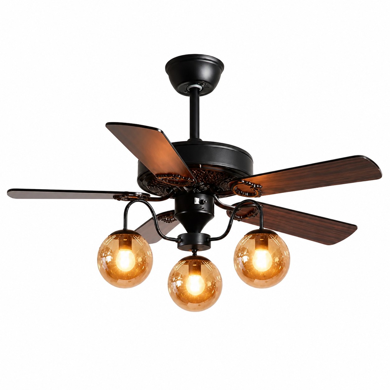 Ventilatore da soffitto rustico in legno con luce
