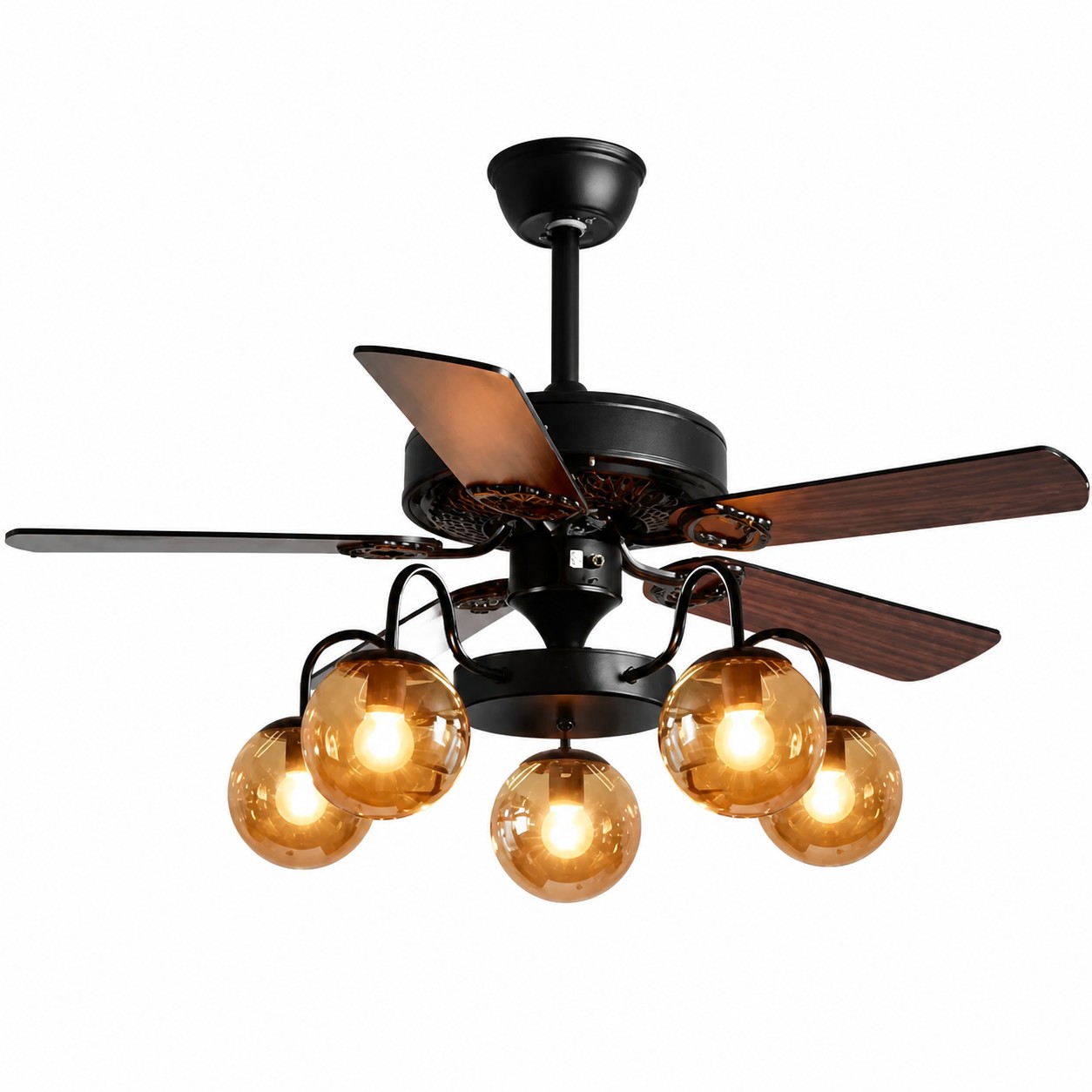 Ventilatore da soffitto rustico in legno con luce