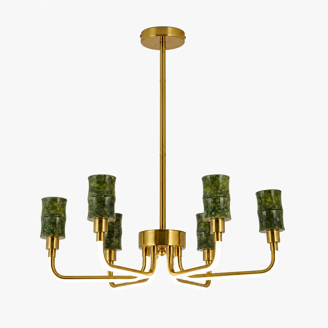 Green Jade Candle-Arm Chandelier