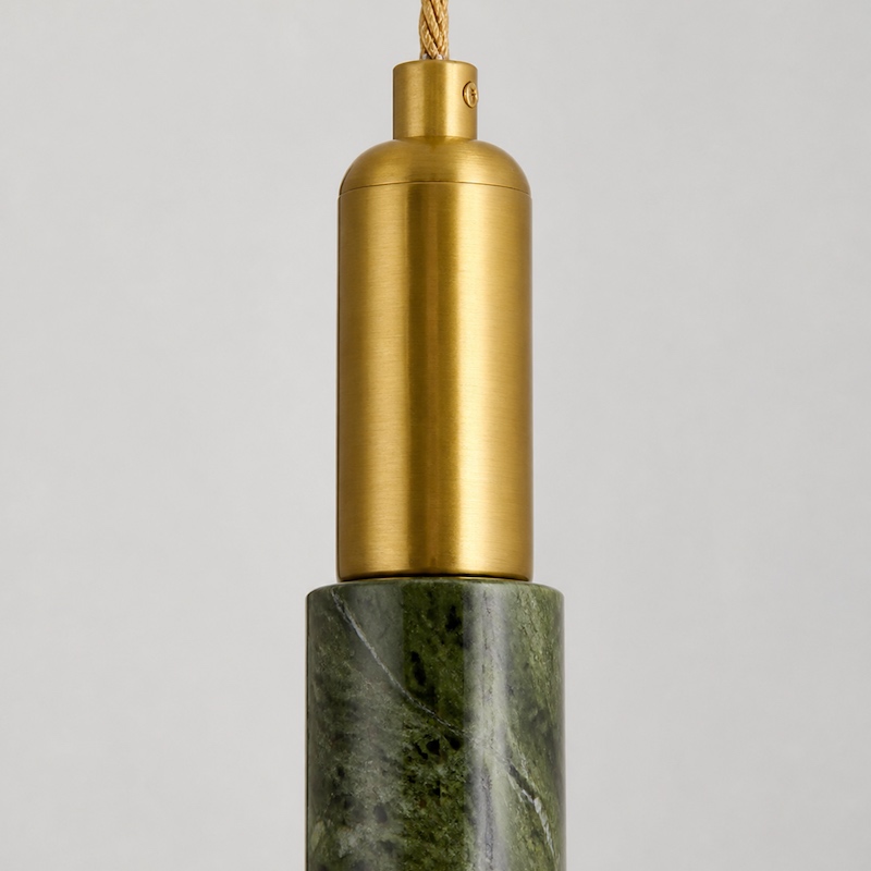 Slim Brass and Green Jade Pendant Light