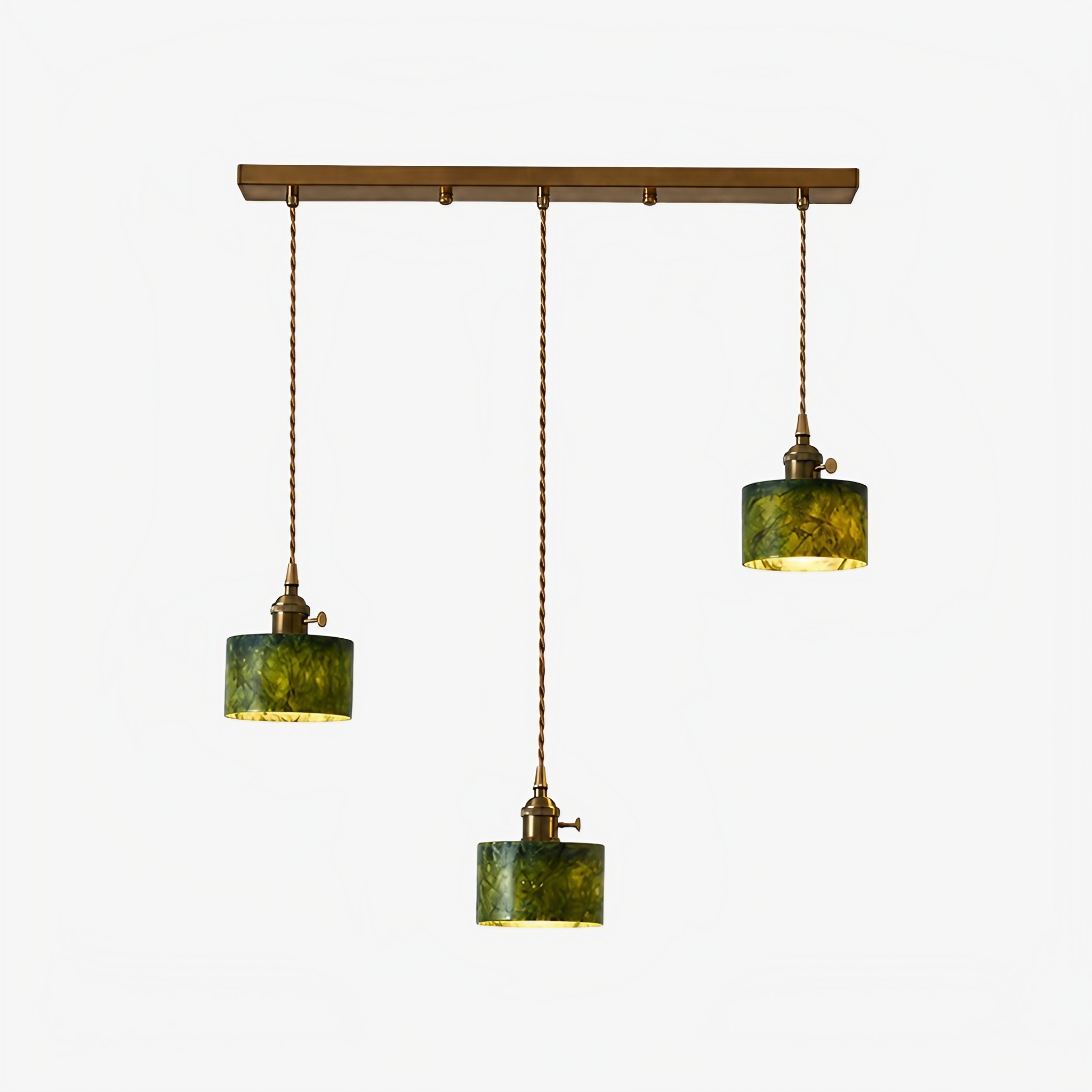 Green Jade 3-Light Cluster Pendant Light