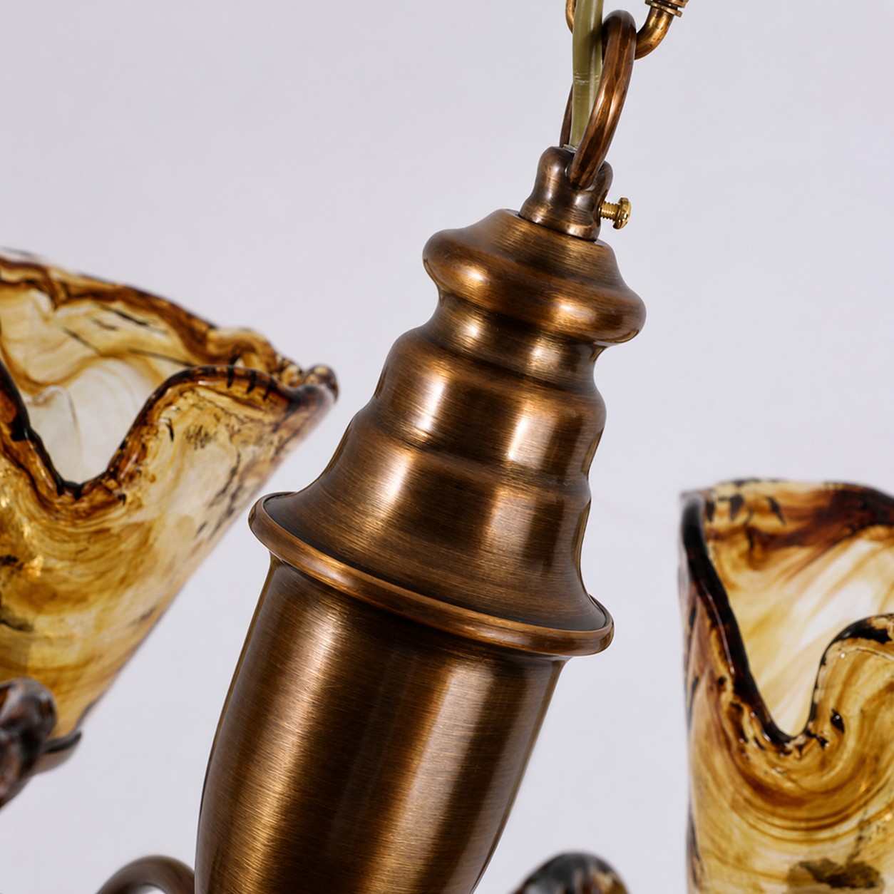 Amber Ruffle Glass Brass Chandelier