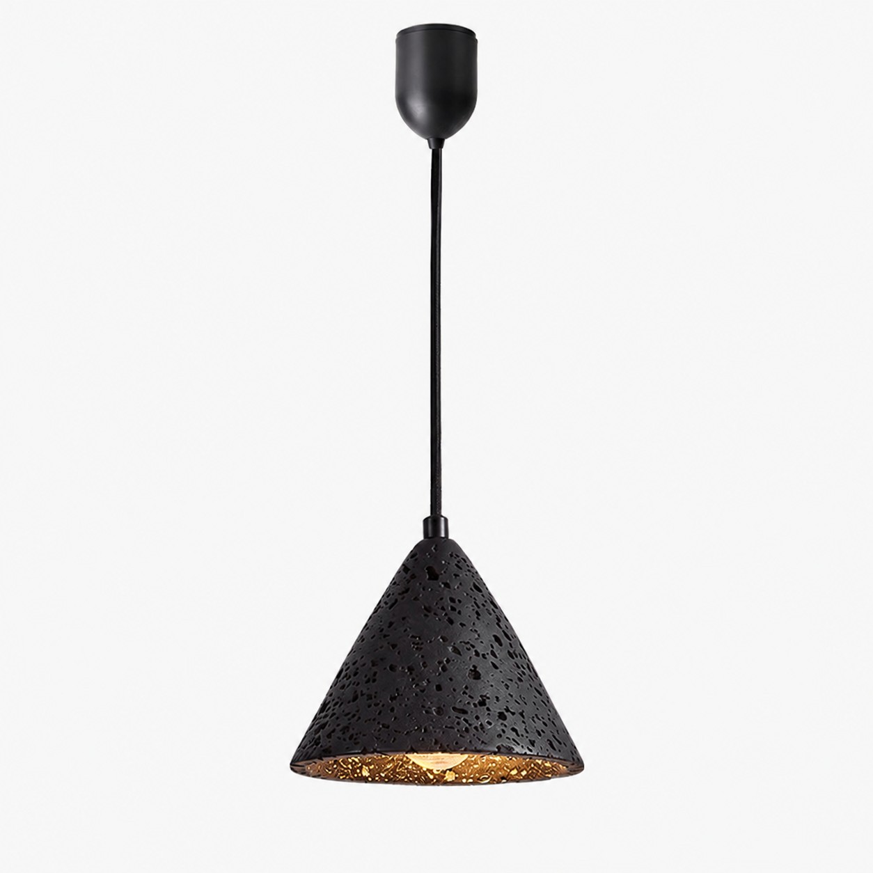 Cratera Black Travertine Stone Pendant Light