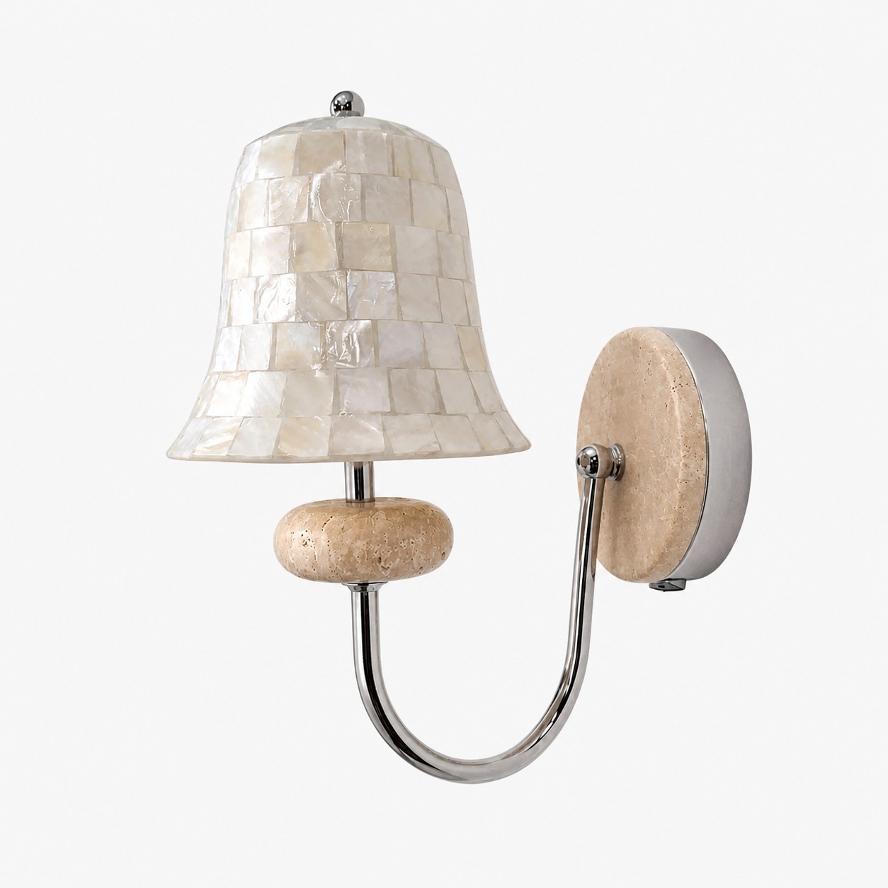 Wandlamp van parelmoer en steen