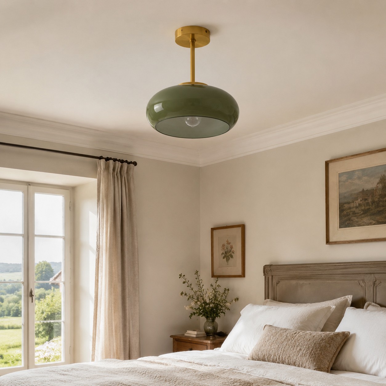 Plafonnier rond moderne en verre Bauvia, style Bauhaus &eacute;pur&eacute;, &eacute;clairage d'ambiance confortable N63