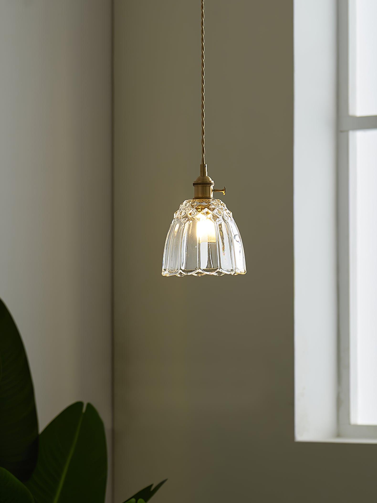 Clear Glass Brass Swag Pendant Light