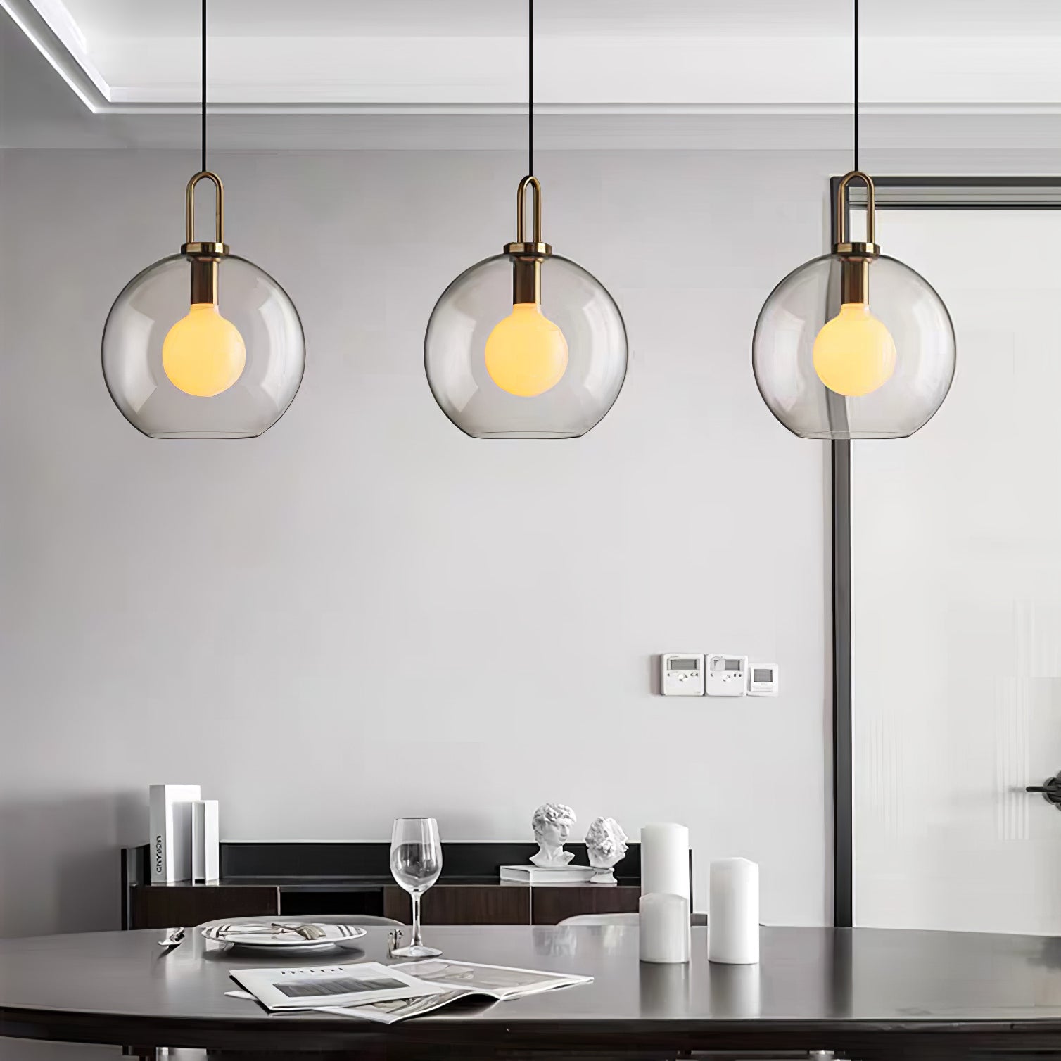 Copper-Plated Glass Plug-In Swag Pendant