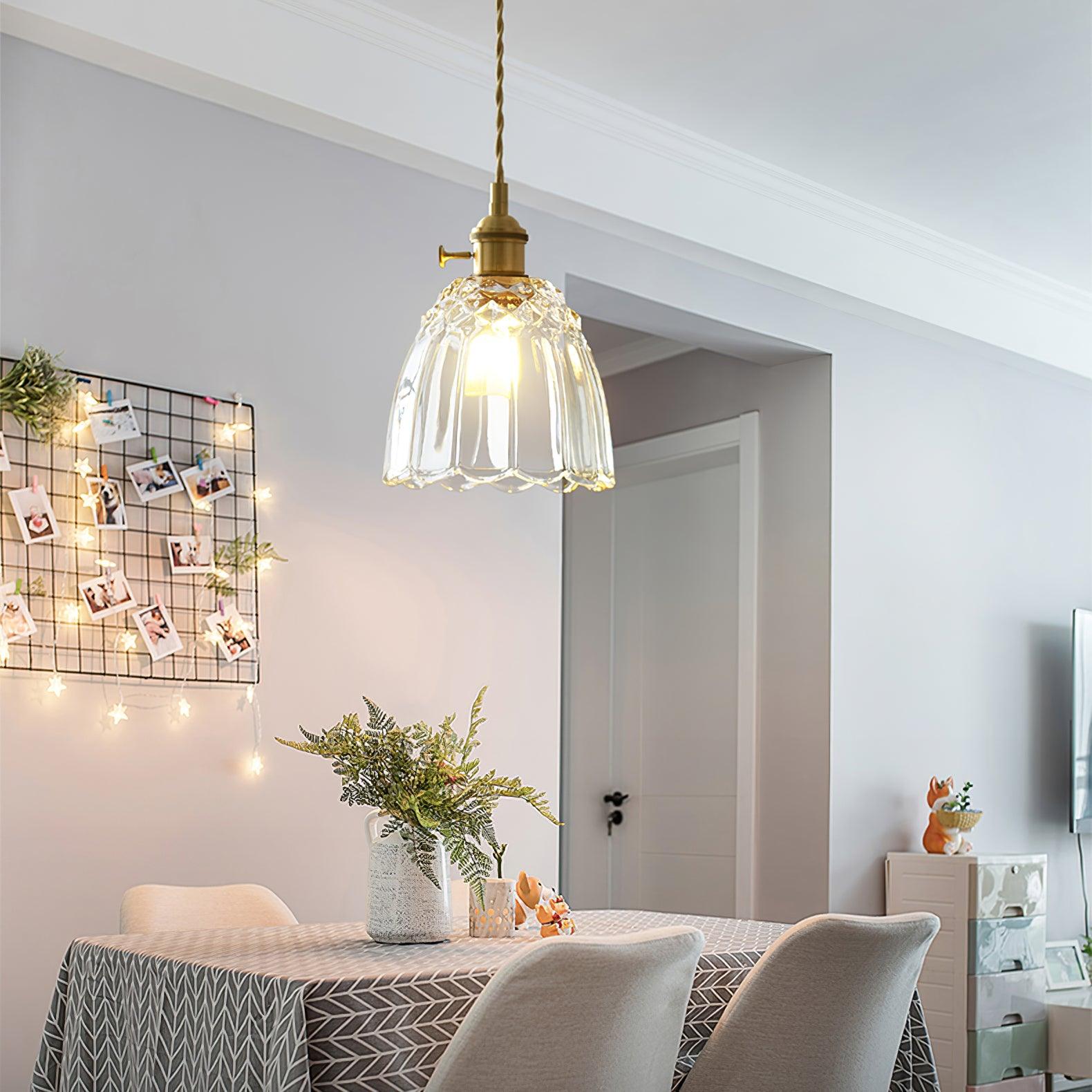 Clear Glass Brass Swag Pendant Light