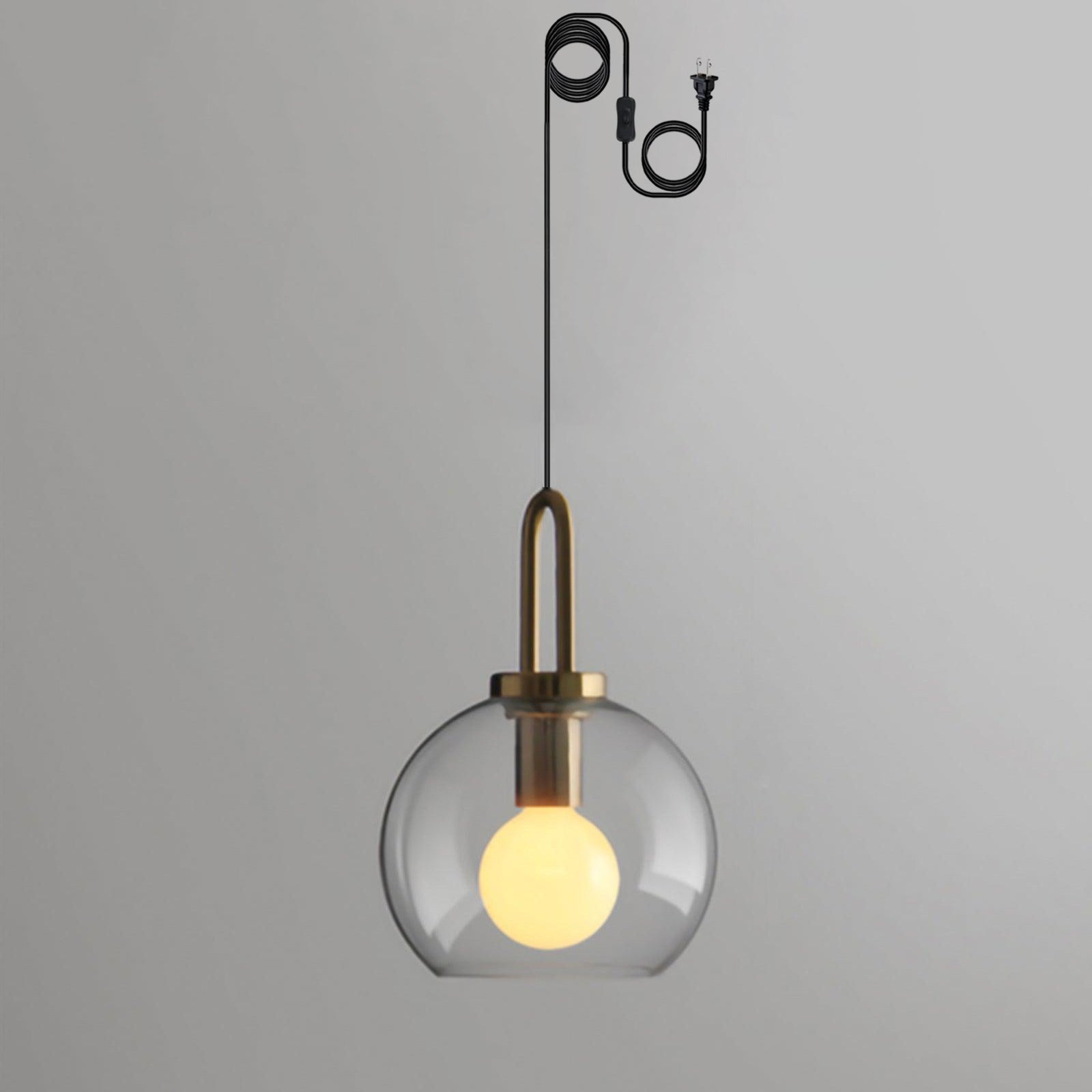 Copper-Plated Glass Plug-In Swag Pendant