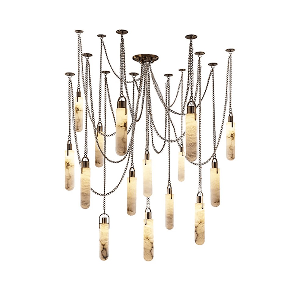 Carved Alabaster Hardwired Chandelier