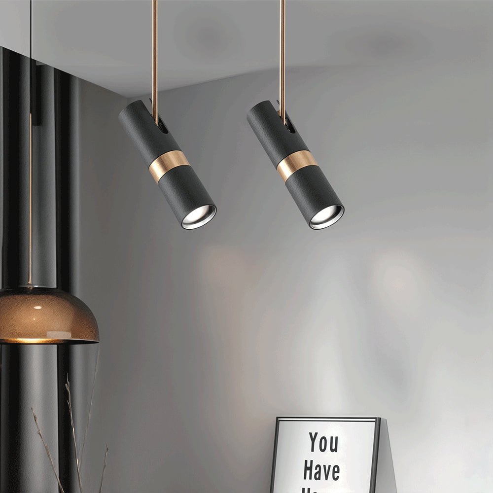 Czarno-złota metalowa lampa wisząca na stałe