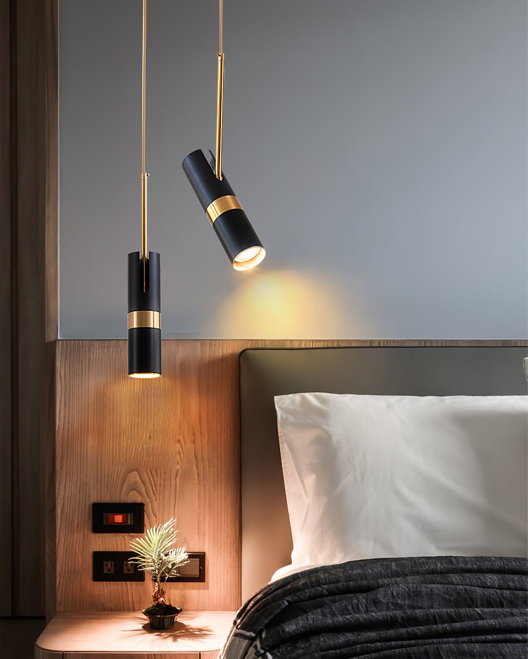 Czarno-złota metalowa lampa wisząca na stałe
