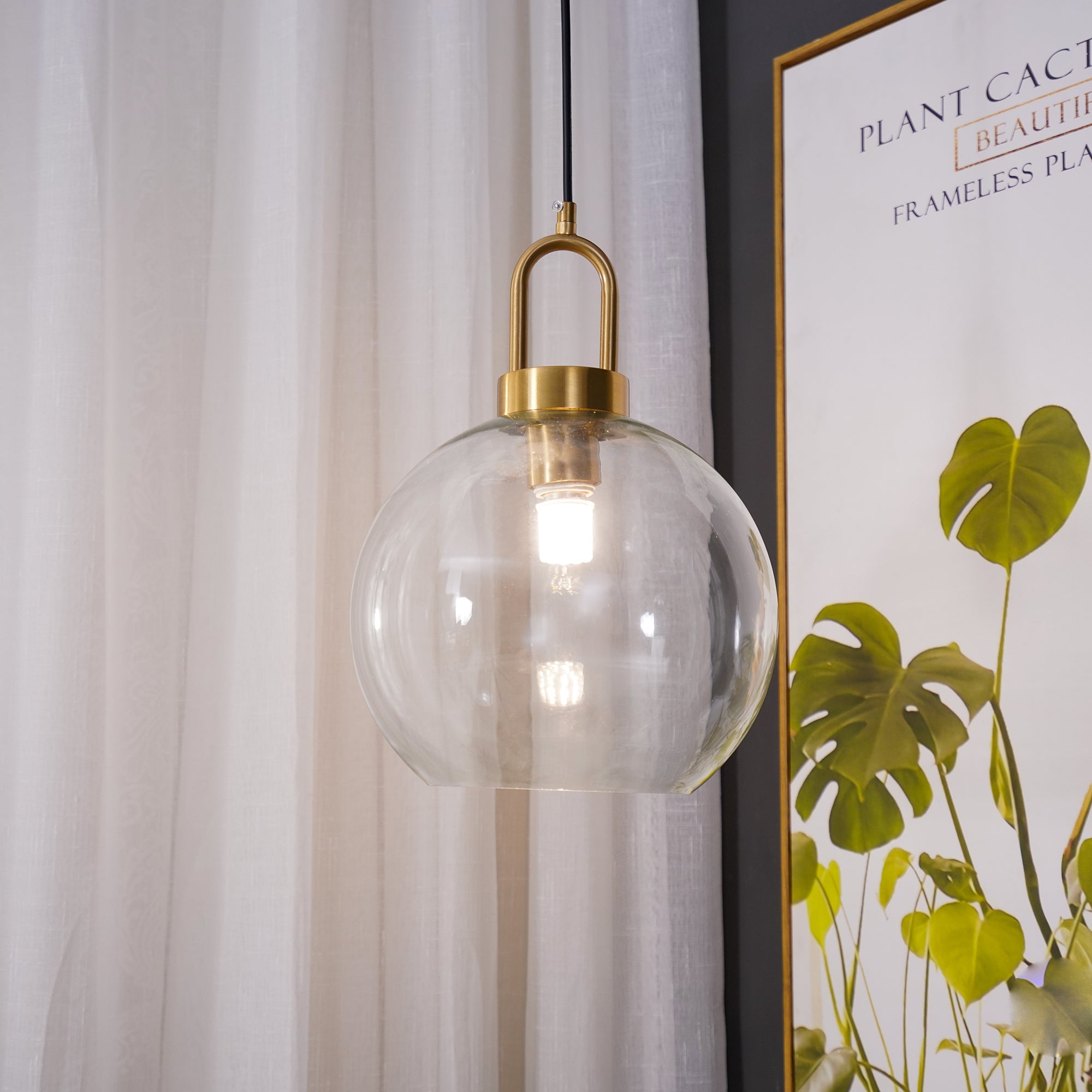 Copper-Plated Glass Plug-In Swag Pendant