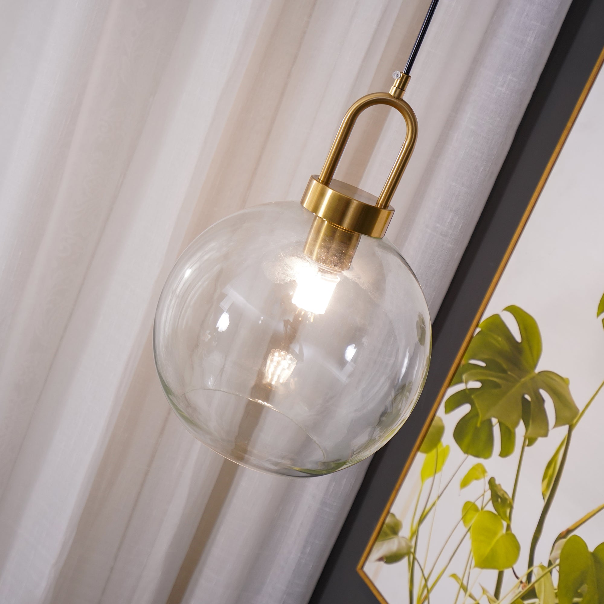 Copper-Plated Glass Plug-In Swag Pendant