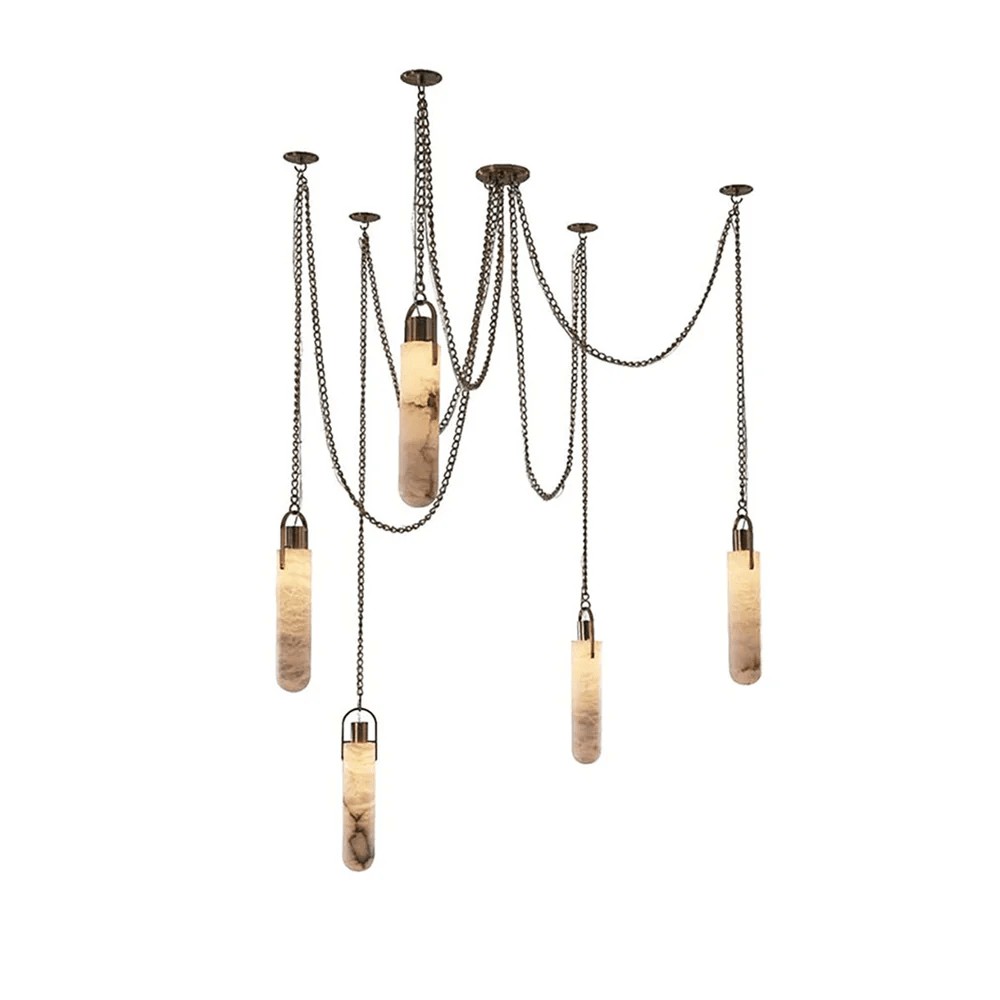 Carved Alabaster Hardwired Chandelier