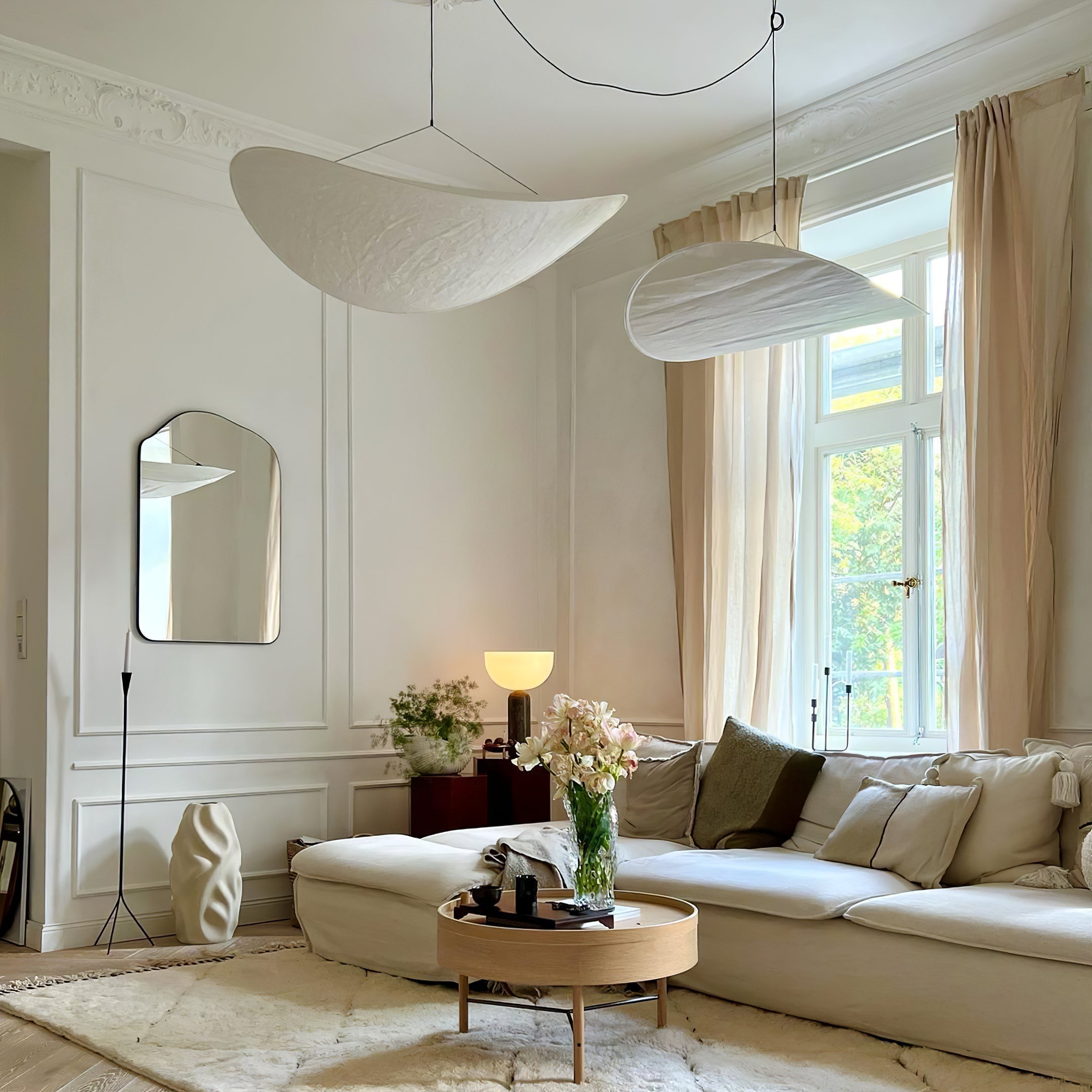 Cloudlike Mulberry Silk Plug-In Pendant Light