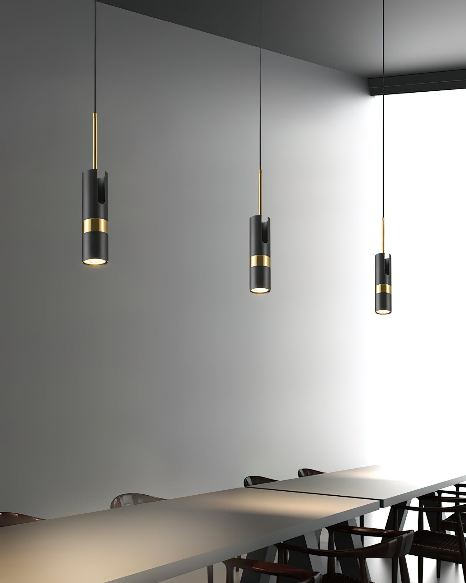Czarno-złota metalowa lampa wisząca na stałe