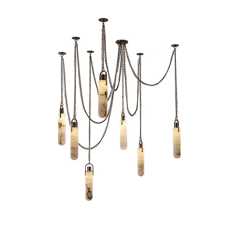Carved Alabaster Hardwired Chandelier