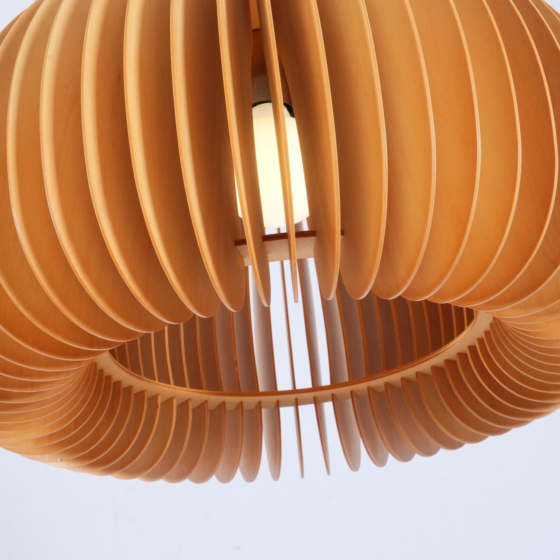 Rounded Wood Slat Swag Pendant Light