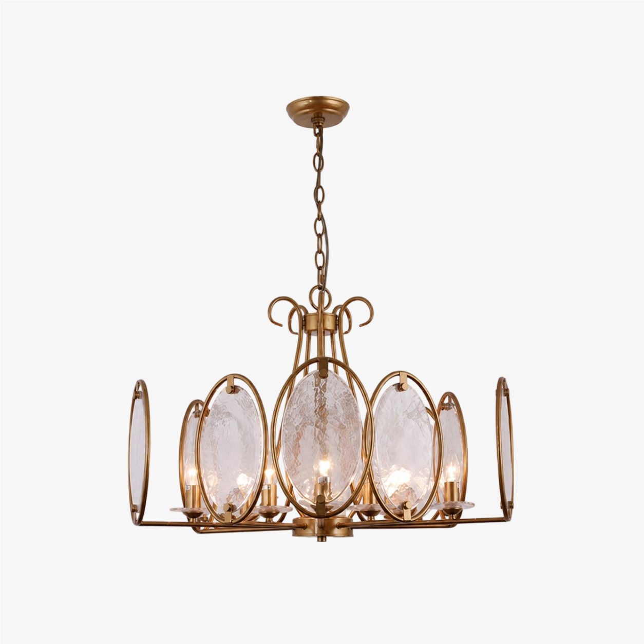 Oval Panel Textured Glass Chandelier