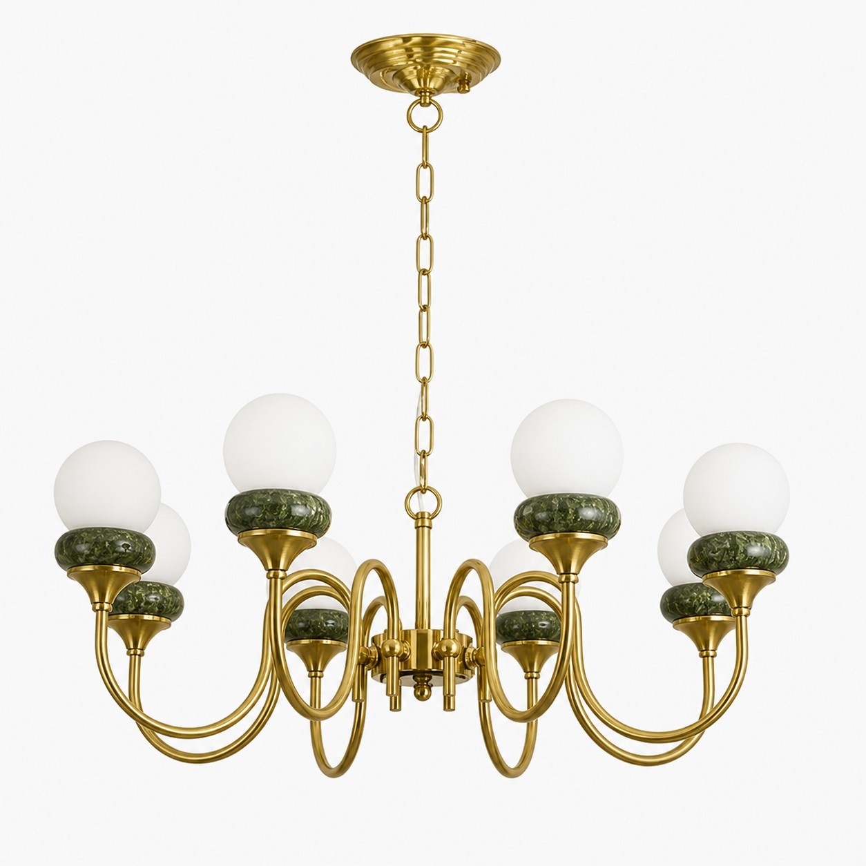 Green Jade Loop-Arm Chandelier