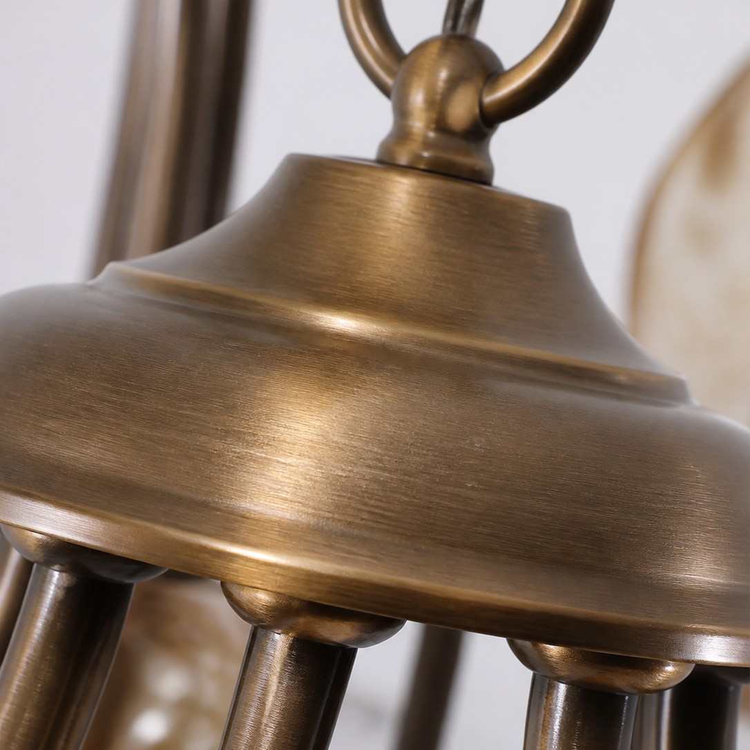 Amber Leaf Glass Brass Chandelier