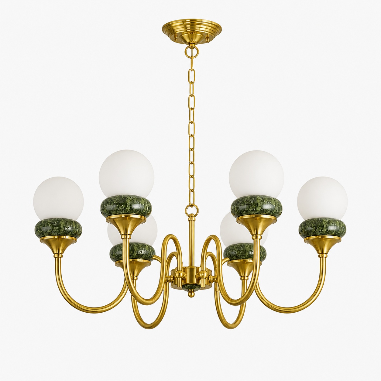 Green Jade Loop-Arm Chandelier