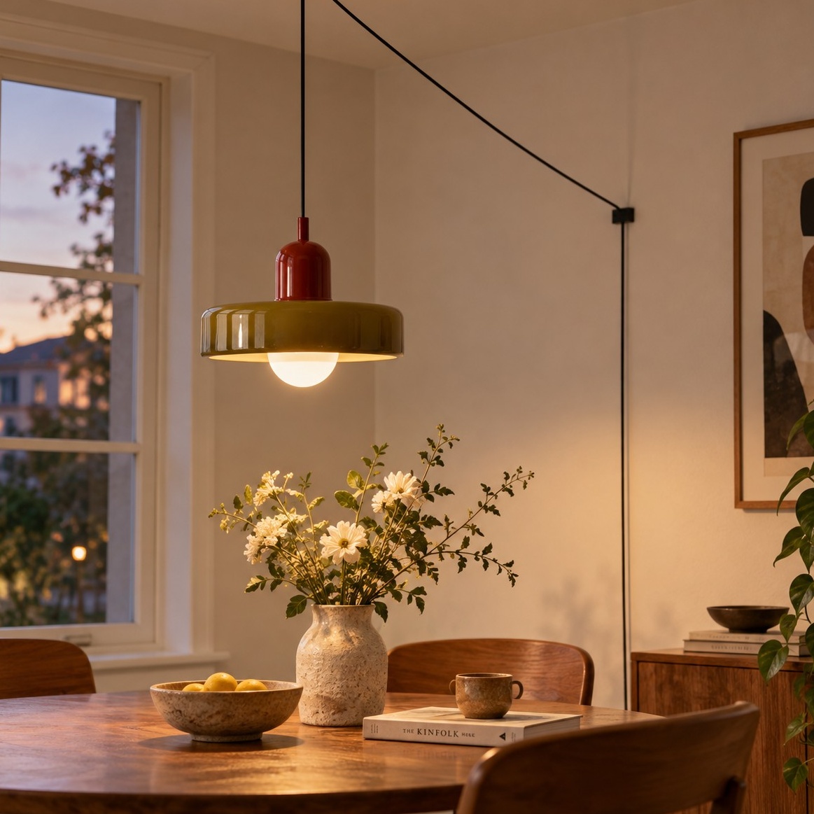 Bauhaus-Pendelleuchte aus farbigem Glas zum Einstecken