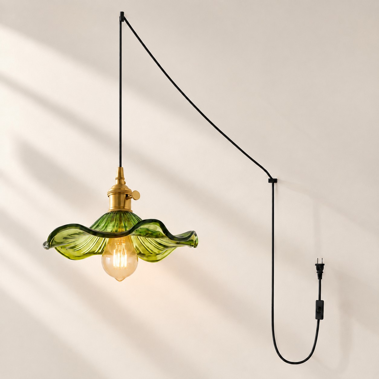 Fluted Glass Floral Swag Pendant