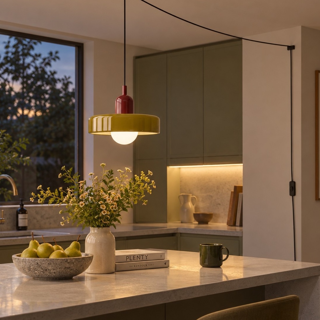 Bauhaus-Pendelleuchte aus farbigem Glas zum Einstecken