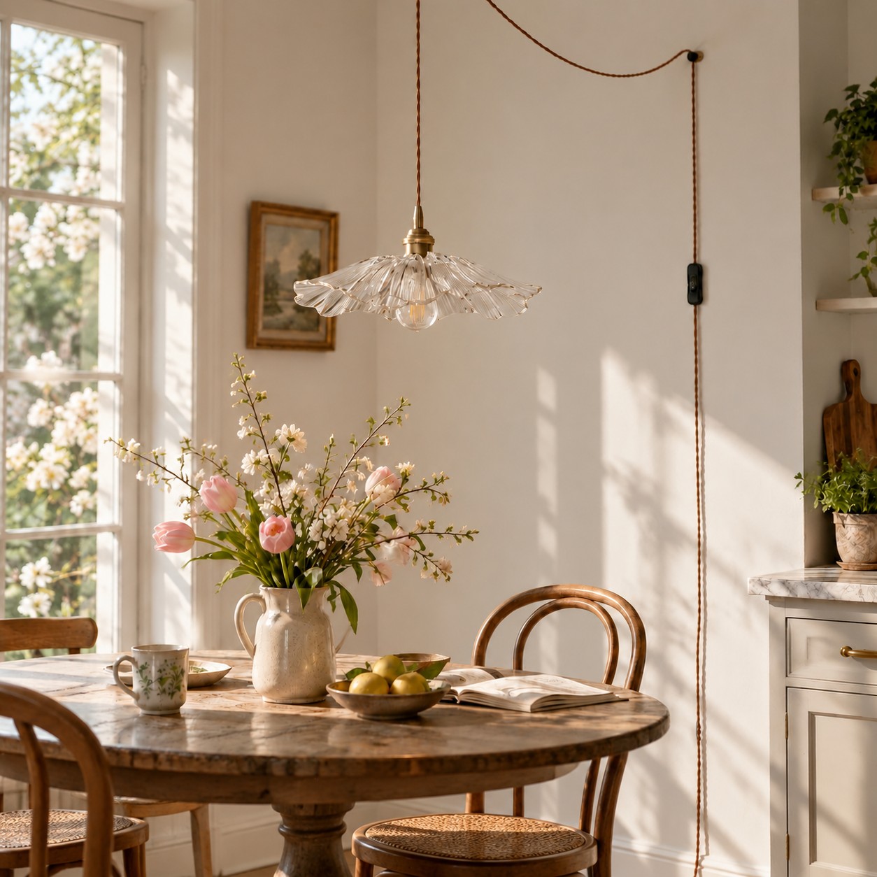 Petal Glass Plug-In Pendant