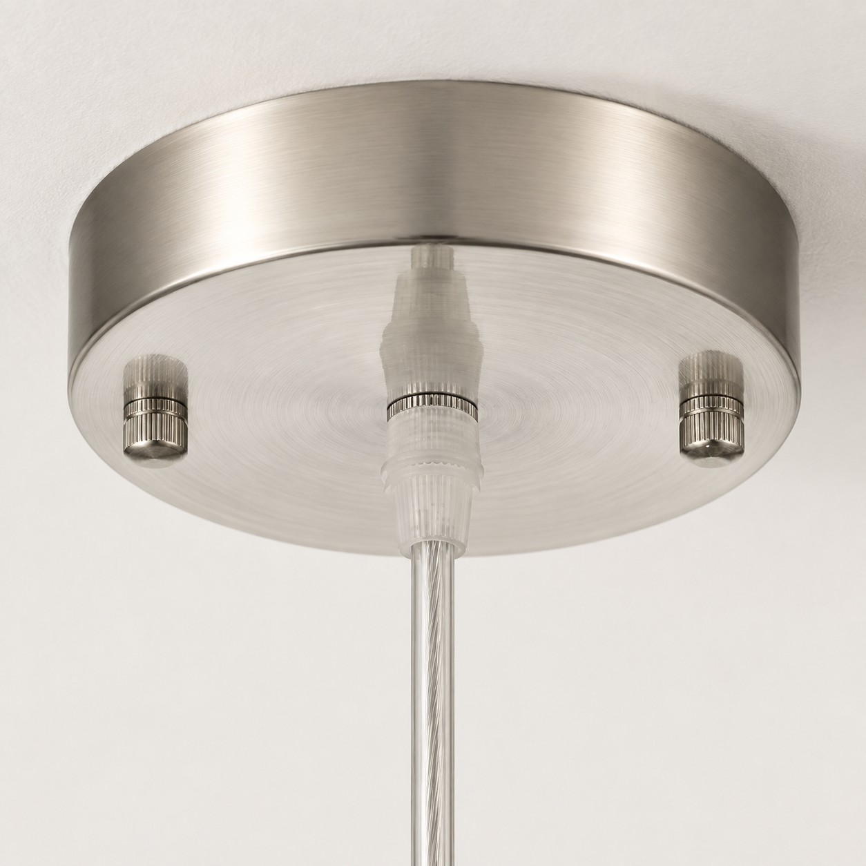L&aacute;mpara colgante moderna de doble cristal con acabado cromado
