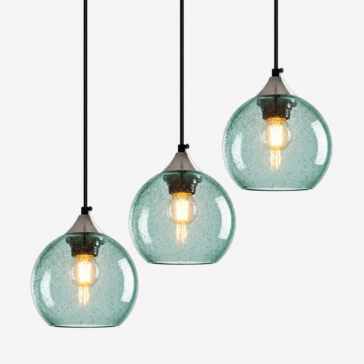 Bubble Glass Globe 3 - L&aacute;mpara colgante individual con cord&oacute;n ajustable