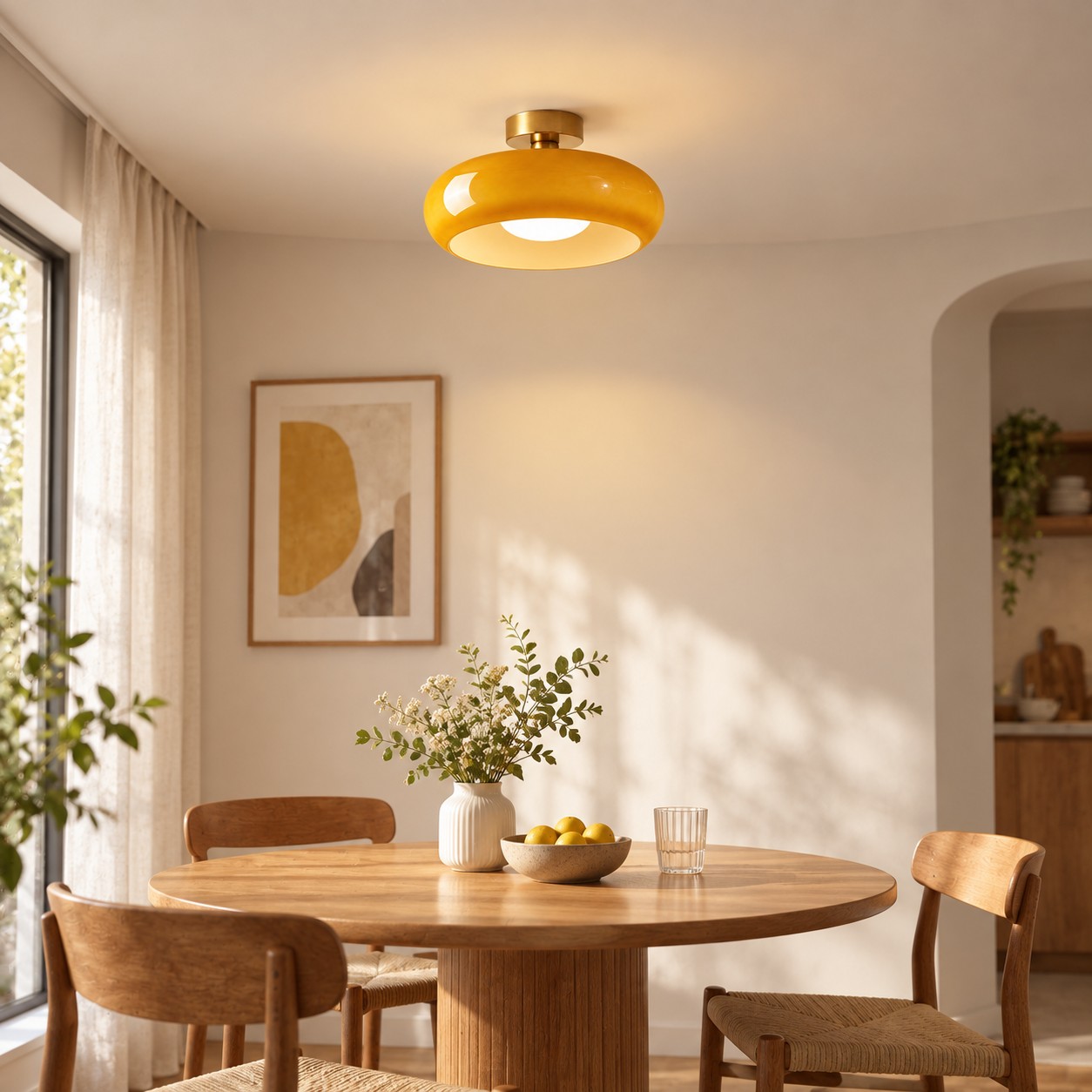 Bauvia Bauhaus Modern Round Glass Ceiling Lamp
