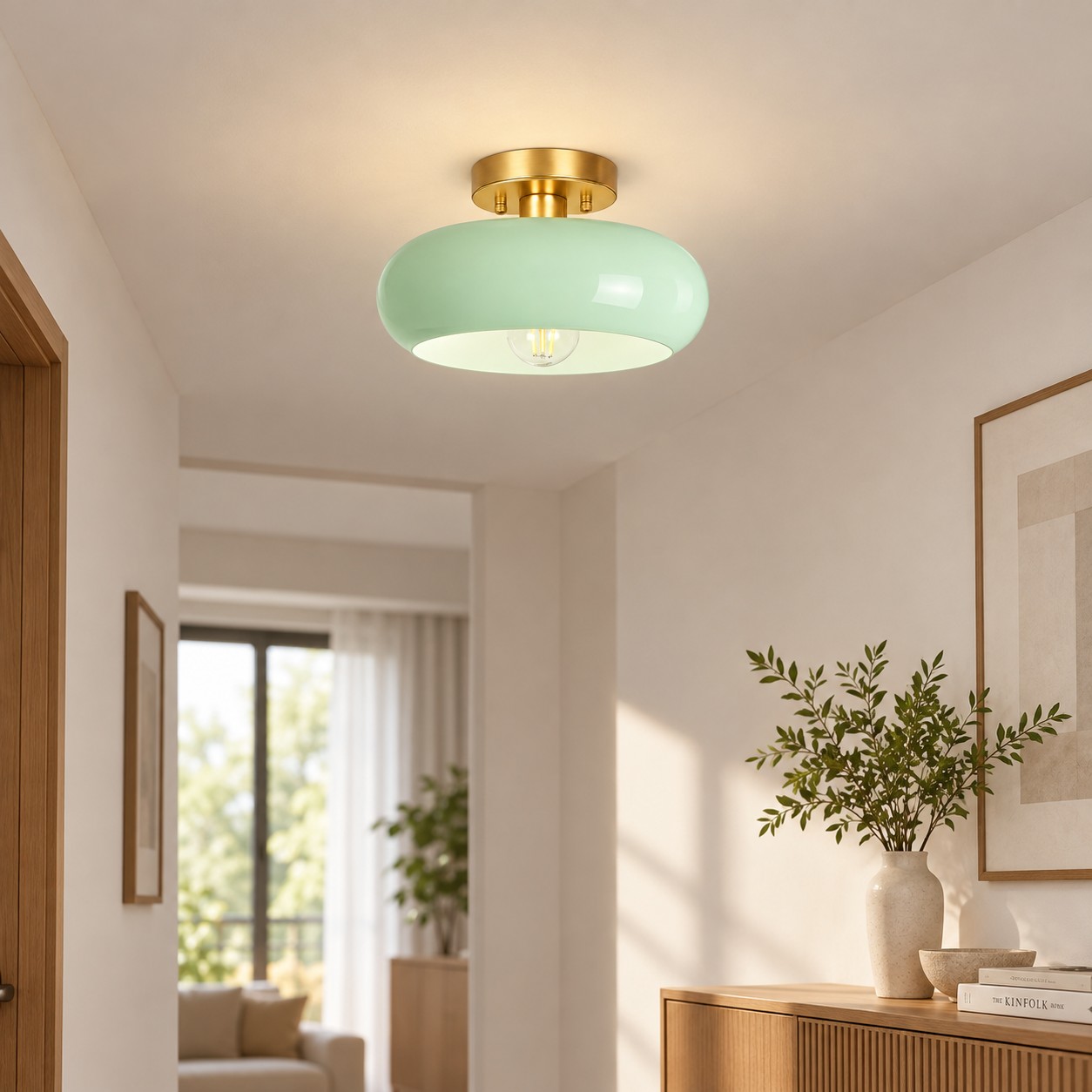 Bauvia Bauhaus Modern Round Glass Ceiling Lamp