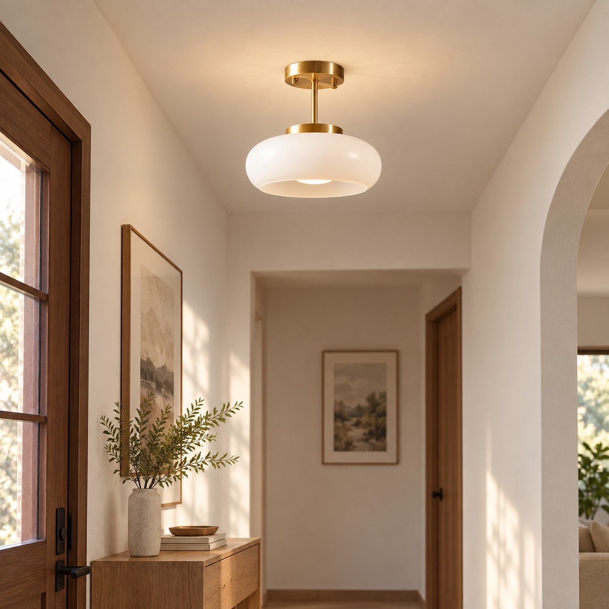 Bauvia Bauhaus Modern Round Glass Ceiling Lamp