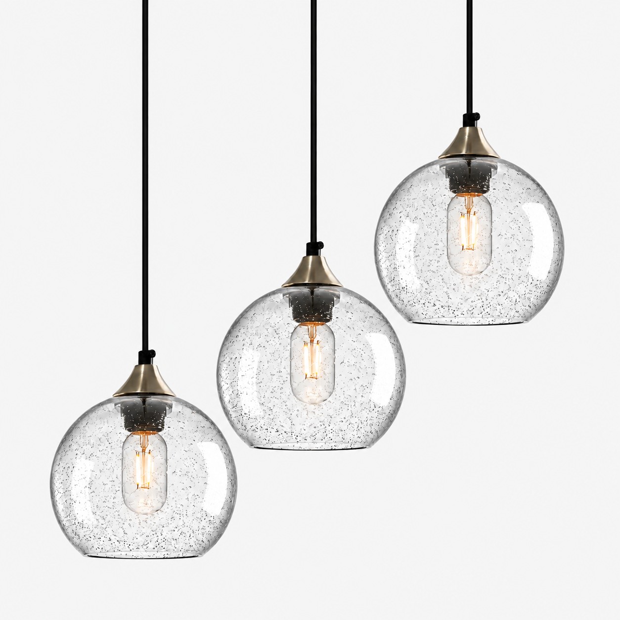 Bubble Glass Globe 3 - L&aacute;mpara colgante individual con cord&oacute;n ajustable